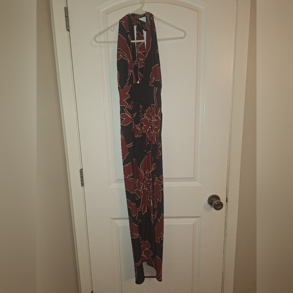 Goddiva Elegant Black and Brown Backless Dress